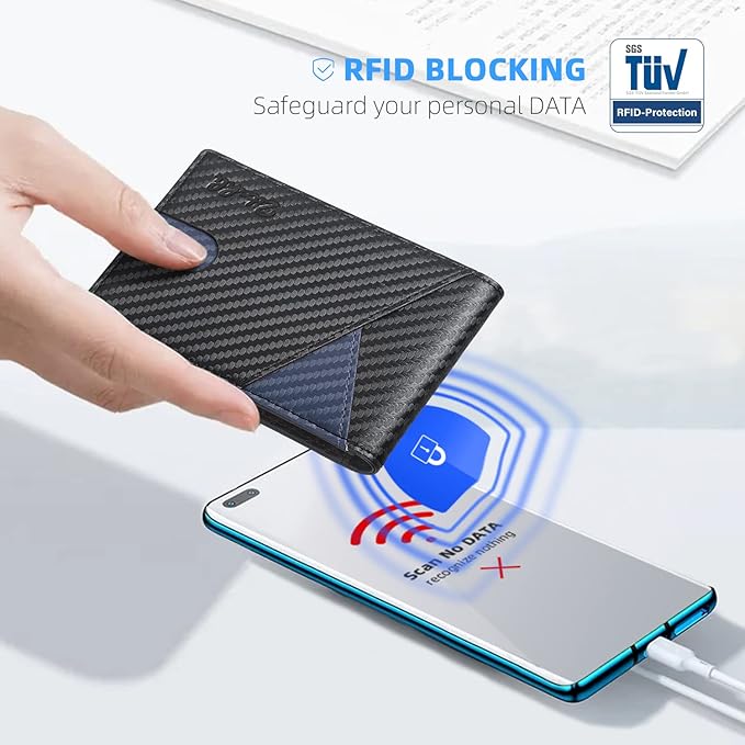 Zitahli Wallet for Men - with Money Clip Slim Leather Slots Credit Card Holder RFID Blocking Bifold Minimalist Wallets with Gift Box