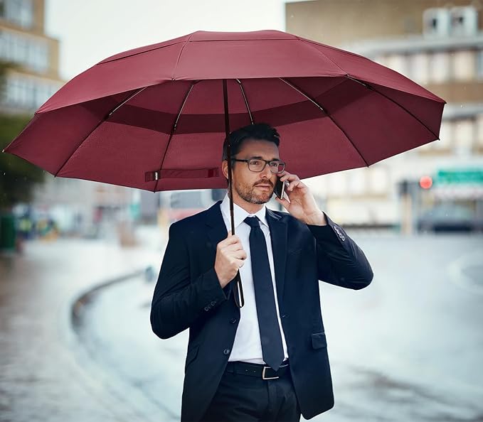 G4Free 42/46/54/62 Inch Large Golf Umbrella Compact Reverse Travel Umbrella 10 Ribs Windproof for Rain Double Canopy Automatic Open Close