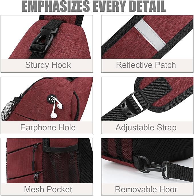 Pritent Crossbody Bags for Women Men Trendy Sling Bag Backpack Casual Chest Bag with Convertible Shoulder Strap