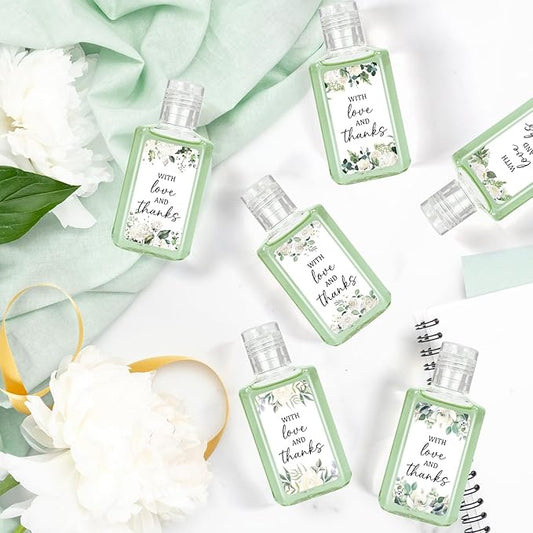 50 Pcs White Flower Mini Hand Sanitizer Bulk Thank You Gift Favors Small Hand Sanitizer for Guest 1fl oz Travel Size Hand Soap Gift for Wedding and Baby Shower Supplies