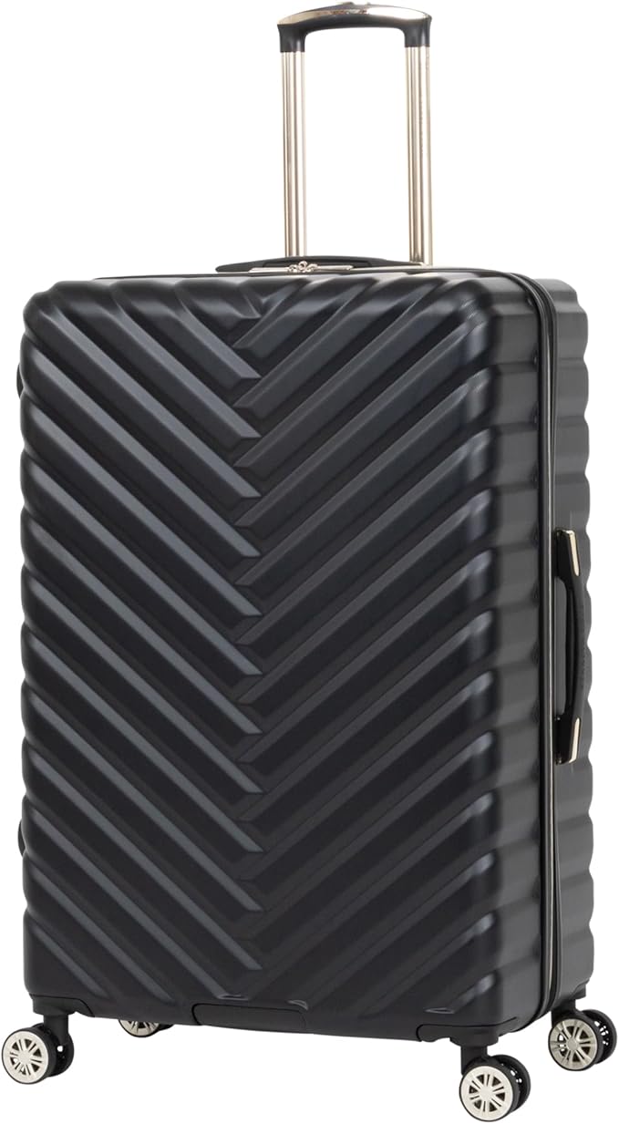 Kenneth Cole REACTION Madison Square Lightweight Hardside Chevron Expandable Spinner Luggage, Black, (28-Inch Checked)