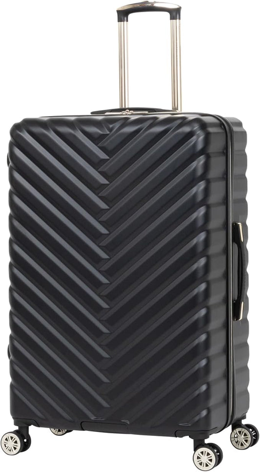 Kenneth Cole REACTION Madison Square Lightweight Hardside Chevron Expandable Spinner Luggage, Black, (28-Inch Checked)