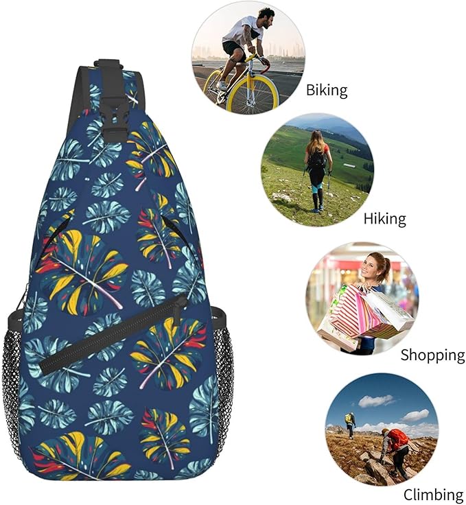 Hawaii Tropical Palm Sling Backpack Crossbody Bag Casual Chest Bags Travel Hiking Daypack Shoulder Bag for Women Men