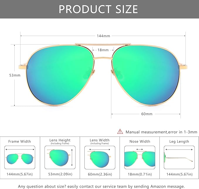 SUNGAIT Women's Lightweight Oversized Aviator Sunglasses - Classic Style Polarized Lens