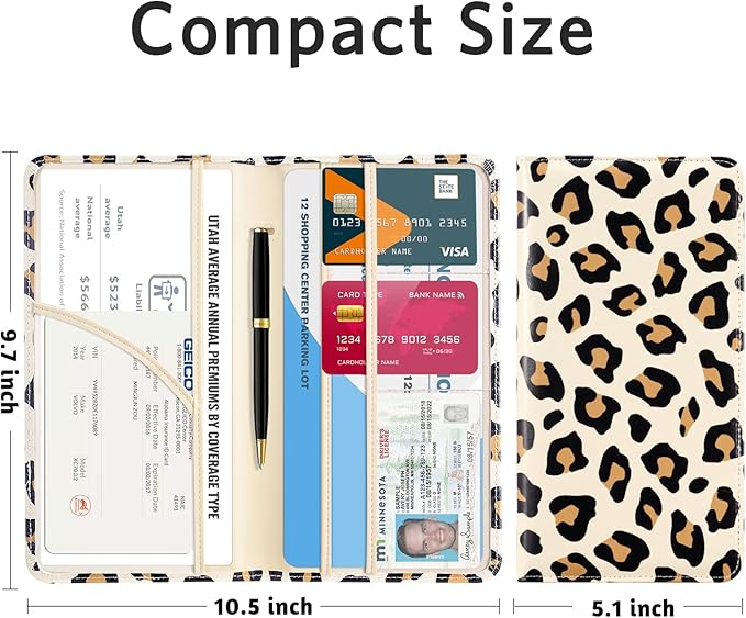 CoBak Car Registration and Insurance Holder - Vehicle Glove Box Car Organizer,Auto Truck Comparment Accessories Case with Magnetic Closure for Driver License,Cards