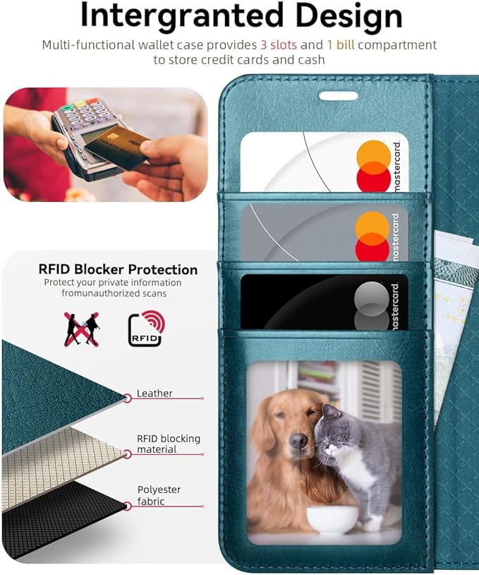 OCASE Compatible with Galaxy S25 Wallet Case, PU Leather Flip Folio Case with Card Holders RFID Blocking Kickstand [Shockproof TPU Inner Shell] Protective Phone Cover 6.2 Inch 2025, Peacock Blue