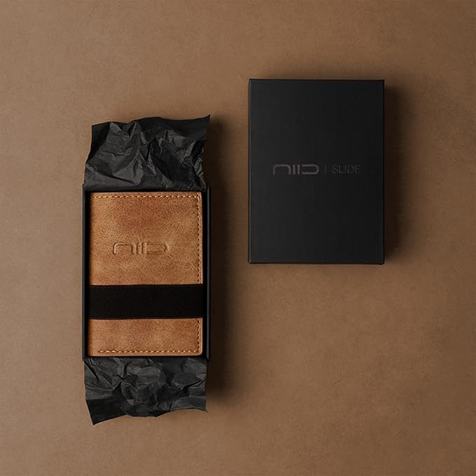 NIID Wallet for Men,Minimalist Front Pocket Wallet for Men - RFID Blocking Leather Bifold with Pop Up Card Holder, 2 ID Windows, Money Clip & Gift Box (Coffee)