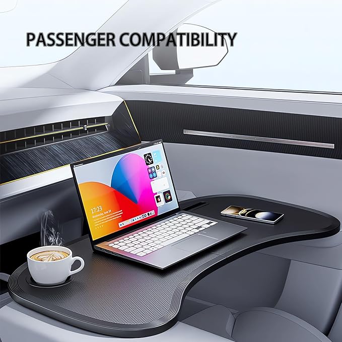 Car Laptop Desk for Tesla Model Y 3, Car Desk Steering Wheel Tray, Foldable Car Table Tray, Foldable Desk Food Tray for Eating and Traveling