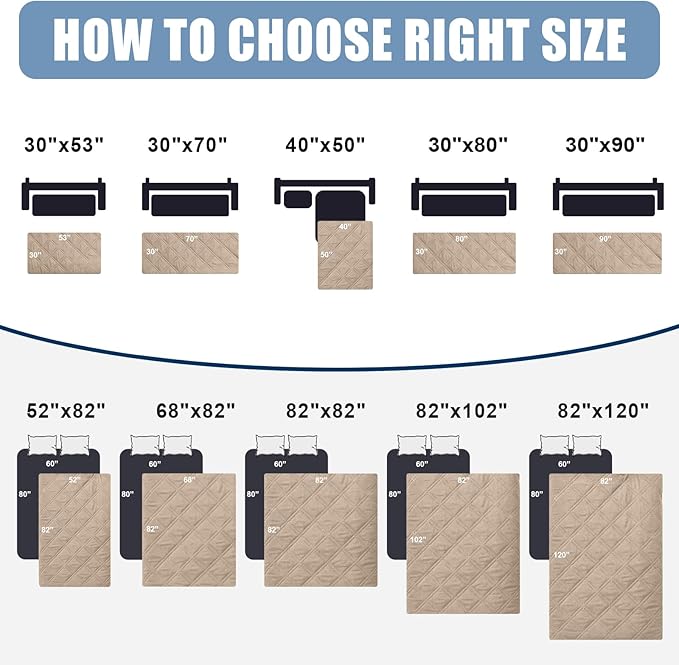 Smiry Waterproof Dog Bed Cover Pet Blanket, Soft Washable Dog Blanket for Furniture Bed Couch Sofa Reversible, Checkered (30"x90", Taupe/Beige)