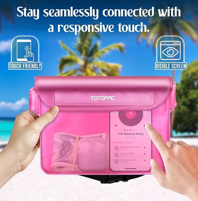 2-Pack Waterproof Fanny Pack, Phone Pouch with Waist Strap, 9x6.7 Inch Dry Bag for Phone, Cash, and Valuables – for Swimming, Kayaking, Boating, Snorkeling, and Water Sports (2, Pink + Blue)