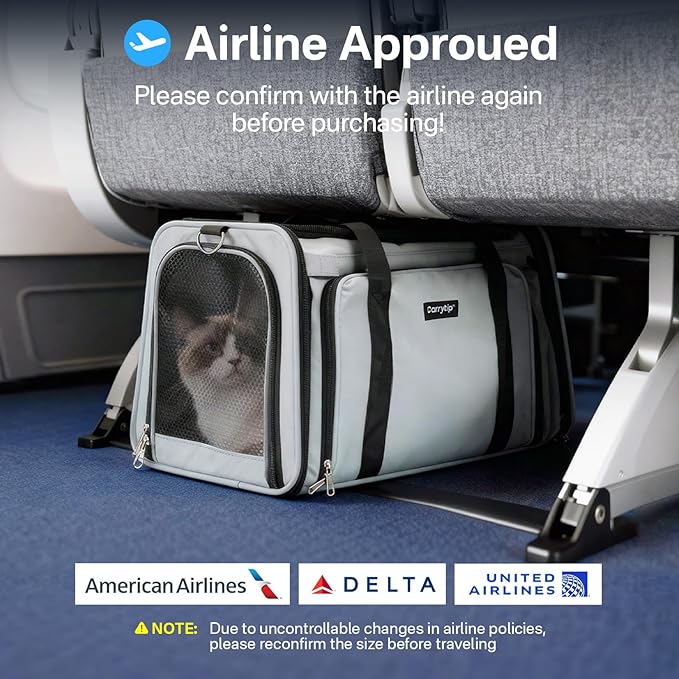 Cat Carrier Soft for Travel & Vet Visits, Expandable Soft Pet Carrier for Cats Up to 15 lbs, Breathable & Cozy Cat Bag Carrier, Airline Approved Portable Pet Travel Carrier, Black