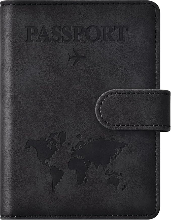 Eoehro Passport Holder for Travel Essentials, Passport Wallet Cover Case for Travel Must Haves Accessories,Passport Book Holders for Women and Men(black)