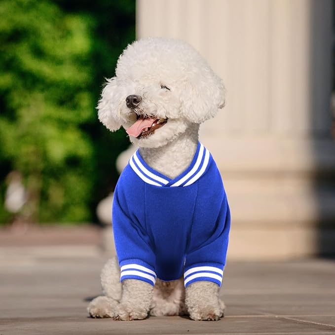 Dog Sweaters for Large Dogs, Brushed Fleece Dog Sweater Baseball Jacket Large Pet Sweater Clothes Soft Warm Boy Girl Pet(Blue-L)