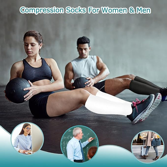 ACTINPUT 8 Pairs Compression Socks for Women & Men,Support Compression Stockings for Medical Running Athletic