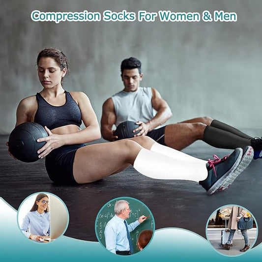 ACTINPUT 8 Pairs Compression Socks for Women & Men,Support Compression Stockings for Medical Running Athletic