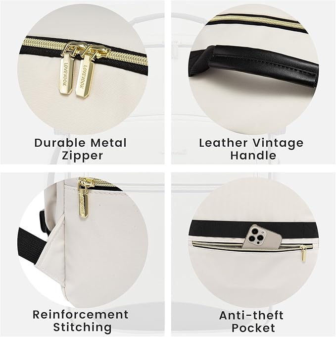 LOVEVOOK 40L Large Travel Backpack for Women Men, 17 Inch Carry on Backpack for Traveling on Airplane, Personal Item Travel Bag Airline Approved, Business Causal Weekender Backpack, Beige-Black