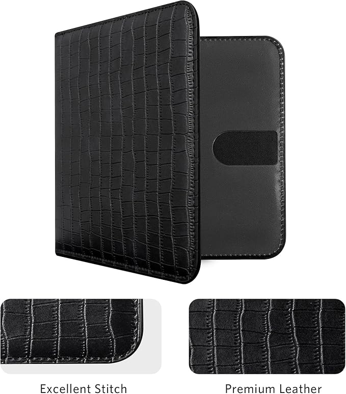 CoBak Car Registration and Insurance Holder - Small and Lightweight Vehicle Glove Box Car Organizer, Auto Truck Comparment Accessories Case for Essential Document, Driver License (Croco Black)