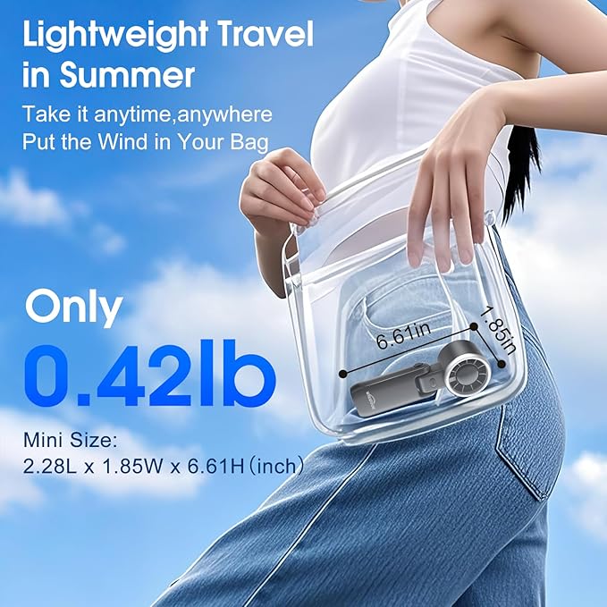 WHATOOK Portable Fan Rechargeable Mini Fan: Hand Fan with Air Turbo Tech, 4000mAh and 5 Speeds Led Display, 3 IN 1 Foldable Small Personal Fans for Travel, Outdoor, Working, Shopping (Black)