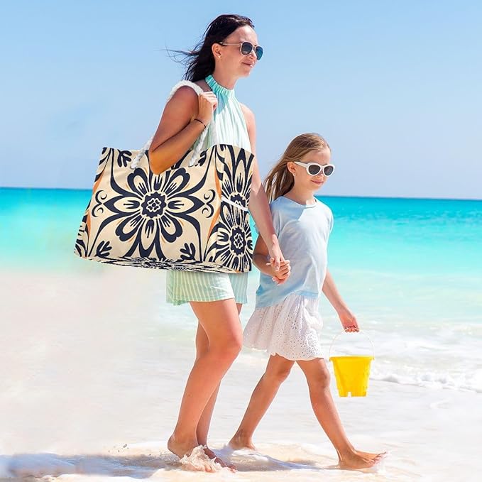 senya Large Beach Shoulder Bags Canvas Tote Water Resistant for Gym Travel Daily