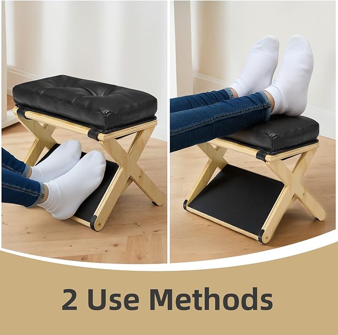 Foot Rest for Under Desk at Work, Wooden Under Desk Footrest with Non-Slip Rubber Stepping Surface, Ergonomic Foot Stools for Under Office Desk, Enhances Posture, Home Office Gaming (Pine)