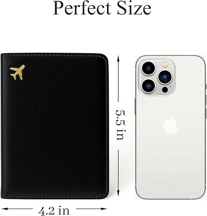 PU Leather Passport Holder Covers Case, Waterproof Rfid Blocking Travel Wallet Passport Holder(Black)