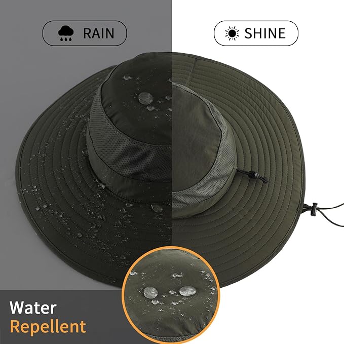 Home Prefer UPF50+ Mens Sun Hat Wide Brim Fishing Hat Foldable Large Brim UV Protection Sun Hat for Men Women Beach Gardening