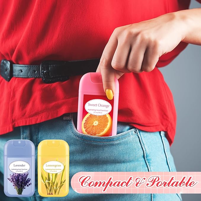 6 Pack Hydrating Hand Sanitizer Spray Scented Hand Sanitizer Travel Size Portable Pocket Spray Reusable Sprayer Bottle for Women Coworker Staff Teacher Holiday Favor