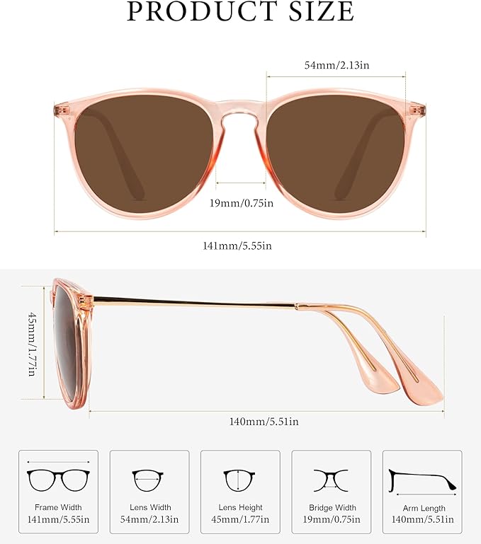 KALIYADI Sunglasses Womens Polarized Womens-Sunglasses: Trendy Sun Glasses with UV400 Retro Style for Party Beach Shopping