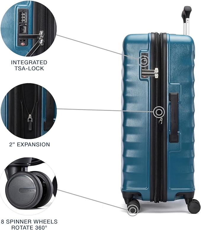 Travelpro Maxlite Air V2 Hardside Expandable Checked Luggage, 8 Spinner Wheels, Lightweight Hard Shell Suitcase, TSA lock, Teal, Checked Medium 25-Inch