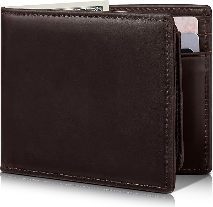 Artpaxy Mens Wallet Bifold Genuine Leather RFID Blocking Wallet for Men with 2 ID Windows 12 Card Holders 2 cash pockets 1 Gift Box
