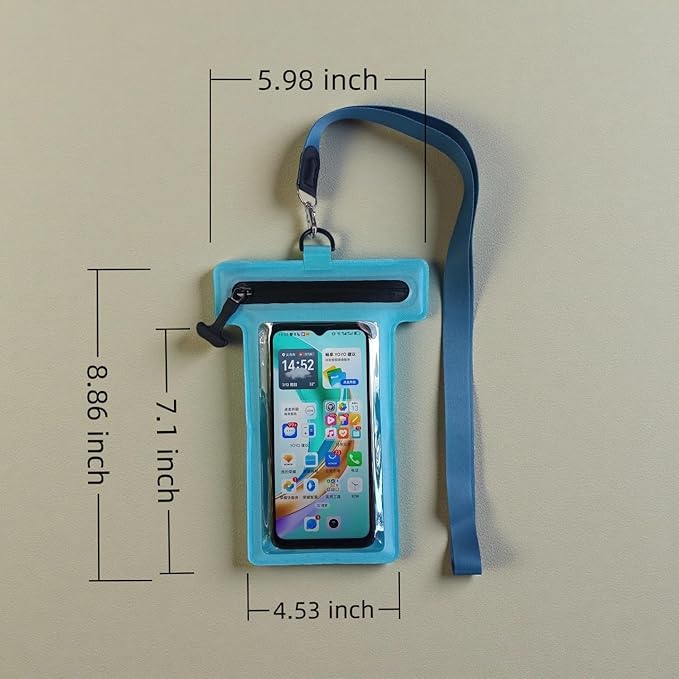 Waterproof Phone Pouch, Waterproof Phone Case, for iPhone 17 16 15 14 Pro Max，IPX8 Waterproof Rating, airtight Zipper Seal