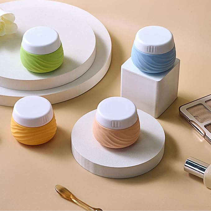 Travel Containers for Toiletries, Silicone Jar with Lid Eternal Moment, TSA Approved Travel Size Bottles with Clear Bag, Leak-proof Traveling Accessories Cosmetic for Lotion Face Body Cream (4 Pack)