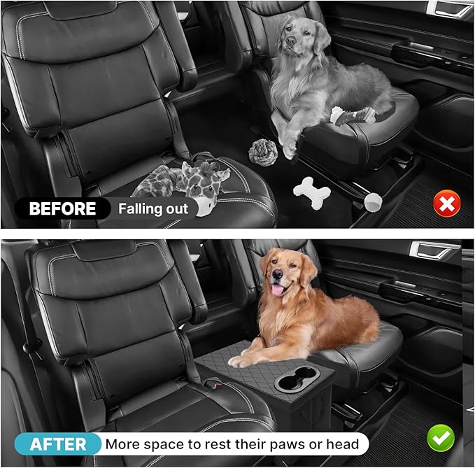 Mixsuper Liner Car Seat Organizer Ford Explorer Organizer 2020-2026 with Mesh Pockets Center Console Organizer with Cup Holders Kids Travel Accessories