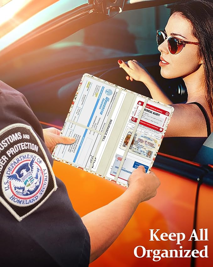 Slohif Car Registration and Insurance Holder - Mushroom Vehicle Glove Box Organizer Women with Magnetic Shut Leather Automobile License Holders Coasters Auto Accessories Case for Document