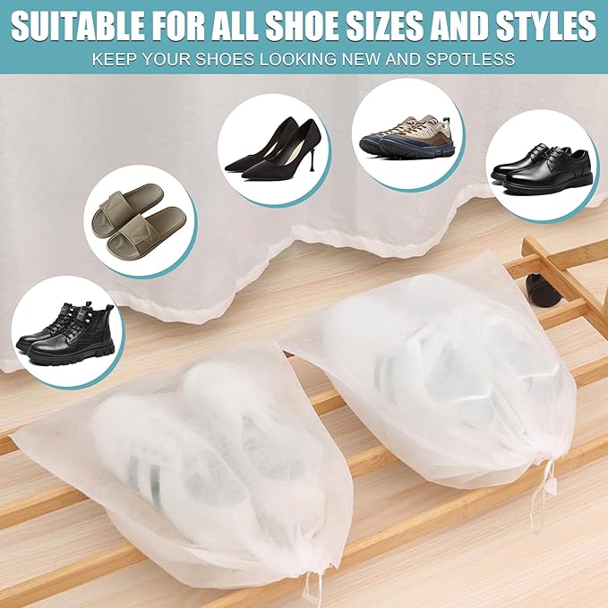 XXL Shoe Washing Machine Bag - 2-Pack Reusable Shoes Cleaning Bags, 360° Deep Clean for Tennis Shoes, Sneakers and Slippers, Includes 2 Shoe Storage Dust Bags (White)