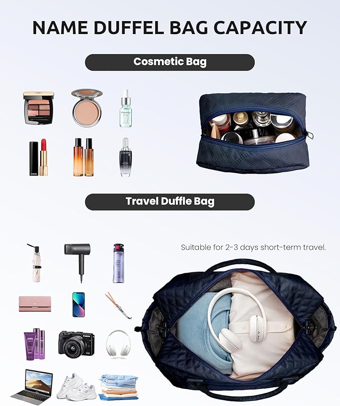 Vogewood Bags for Women College Gifts-Initial Duffle Bag with Shoe Compartment, Weekender Bag, Monogram Overnight Bag, Letter Travel Bag with Makeup Bag, Bachelorette Gifts for Bride (Letter Q)