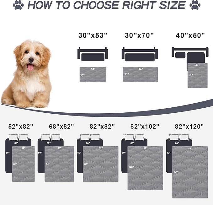 Smiry Waterproof Dog Bed Cover Blanket 40x50, Soft Reversible Pet Blanket, Washable Leakproof Cats Dogs Couch Cover for Sofa, Couch, Furniture, Lattice, Grey/Dark Grey
