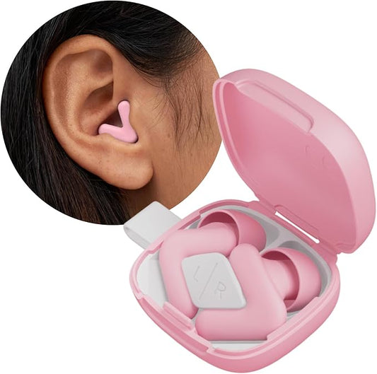 Alpine Silence Earplugs for Sleep, Focus & Travel - V-Shape Snug Fit & Soft Oval Tips – 4 Sizes XS/S/M/L - Comfortable, Reusable Hearing Protection - up to 25dB – Pink