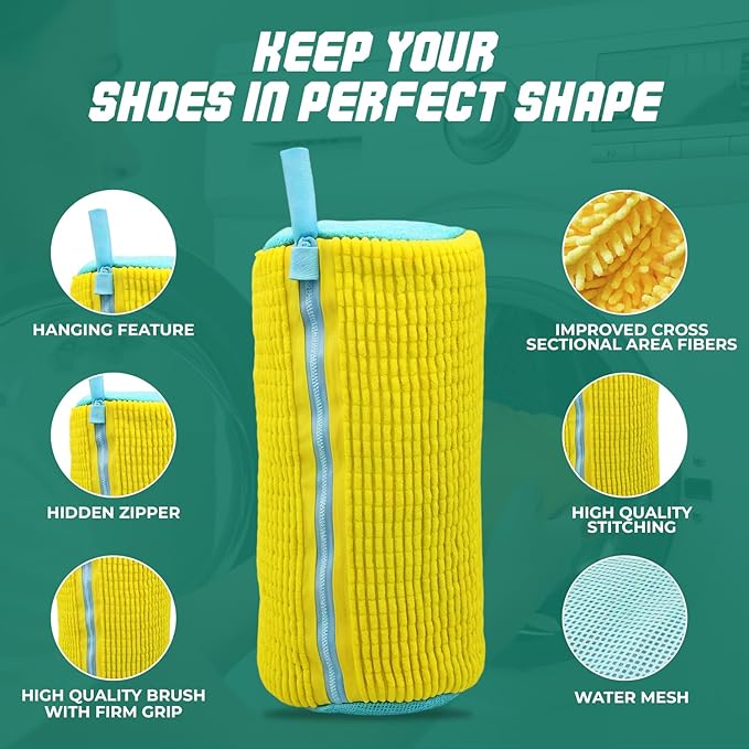 GUIVA Shoe Washing Machine bag - Durable Shoe Laundry Bags for Washing Machine, Washer Bags with Zipper & Mesh Protection - Reusable Sneaker Wash Bags for Cleaning - Pack of 2