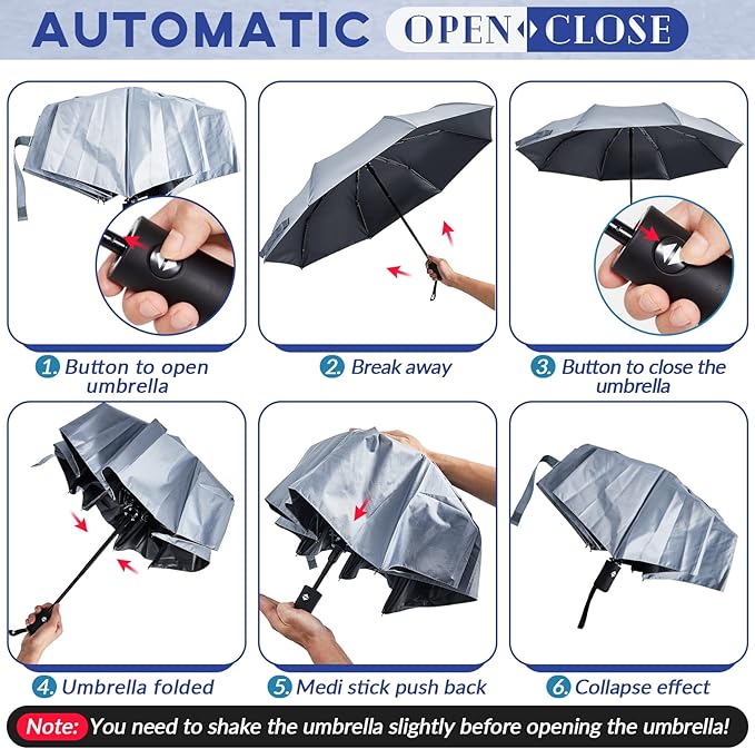 Amylove Windproof Travel Compact Umbrellas Bulk Wind Resistant Folding Auto Open and Close Rain Automatic Travel Collapsible Portable Umbrellas for Men and Women Gifts 4 Colors