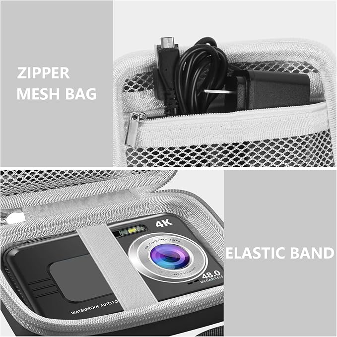Leayjeen Waterproof Digital Camera Case Compatible with YISENCE/HICSHON/Trsunow/EUXOR/Yiffecal/ZNIARAKL10FT 30MP FHD 1080P Waterproof Camera,Fill Light Underwater Camera for Snorkeling- Black(Case)