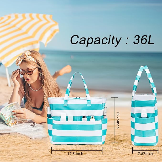 Beach Pool Bags Tote for Women Ladies Large Gym Tote Carry On Bag With Wet Compartment for Weekender Travel Waterproof