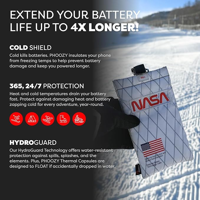 PHOOZY Apollo II Thermal Phone Case Cold Weather Insulated Pouch | Extends Battery Life 4X | NASA Tech Skiing Snowboard Accessories | Military Grade | Medium - Space