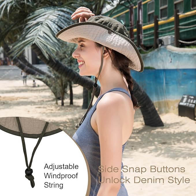 Bucket Hat Wide Brim UV Protection Sun Hat Boonie Hats Fishing Hiking Safari Outdoor Hats for Men and Women