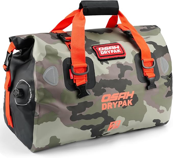 Waterproof Duffel Bag - Motorcycle Dry Bag Tail Bag with Large Storage Space, Waterproof Luggage Duffle Bags with Outer Mesh Zipper Pocket for Camping, Kayaking, Fishing & Traveling