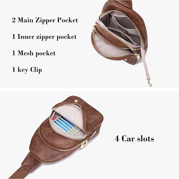 INICAT Crossbody Sling Bags Fanny Packs Valentine's Day Gifts Vegan Leather Travel Vacation Essentials Purses Women