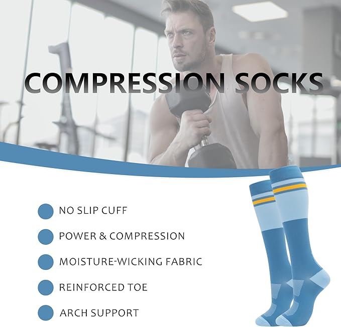 fenglaoda Compression Socks for Women Men Support Circulation 6 Pairs Socks For Nurse, Travel, Flight