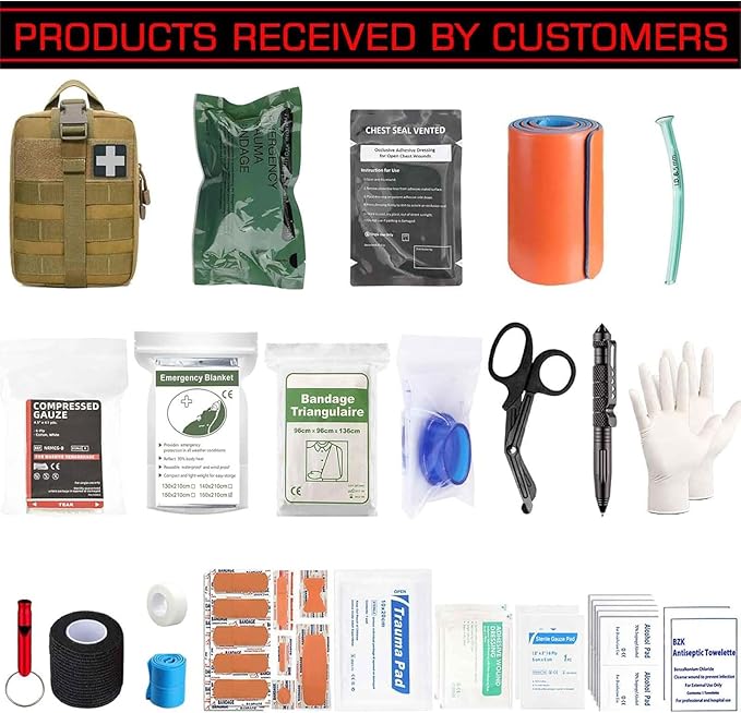 Ifak Trauma Kit, 74 Piece Upgrade Tactical First Aid Supplies, Molle Ifak Pouch Rip Away Refill Supplies for Survival Camping Hiking Travel