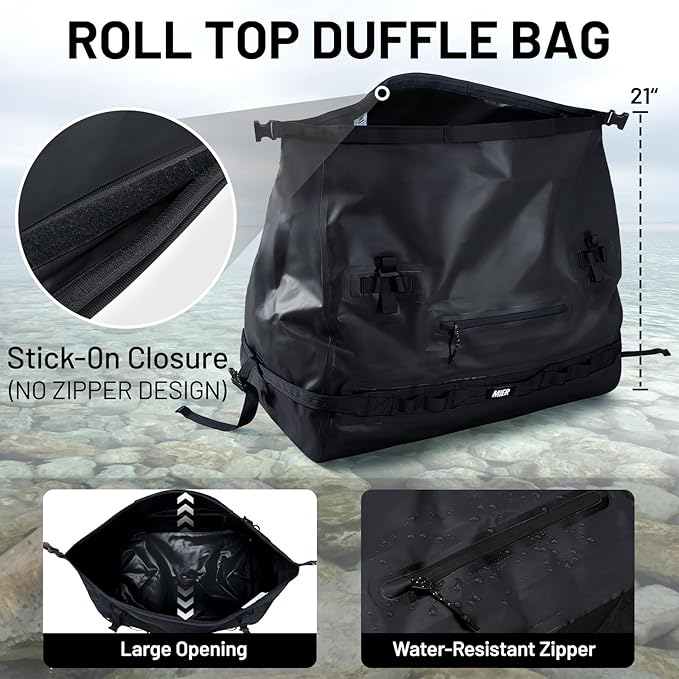 MIER Large Waterproof Duffel Bag Rolltop Dry Backpack Duffle Bags for Kayaking, Rafting, Boating, Swimming, Camping, Travel, Gym, Beach, 60L/80L
