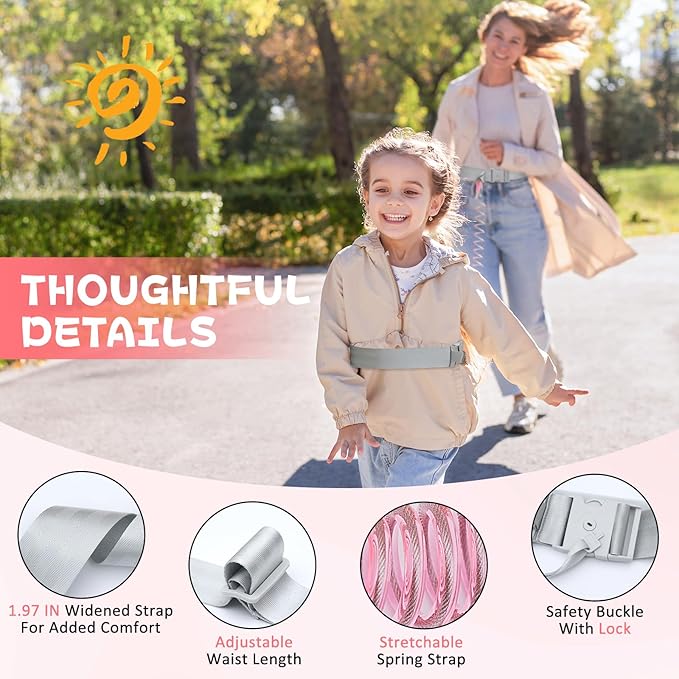 JXM Upgraded Child Waist Harness with Lock for Hands-Free Safety Walking, Adjustable Tether for Outdoor Travel